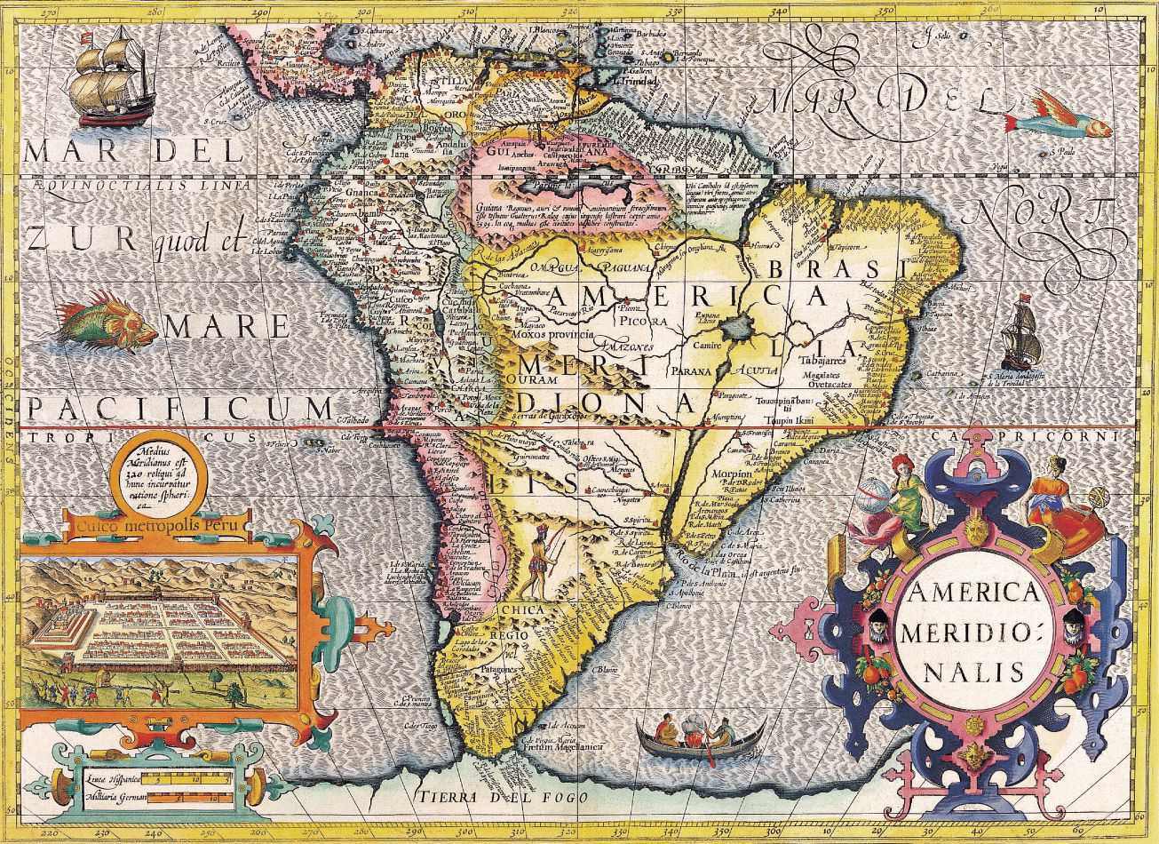 Mapa América do Sul Antigo 1630