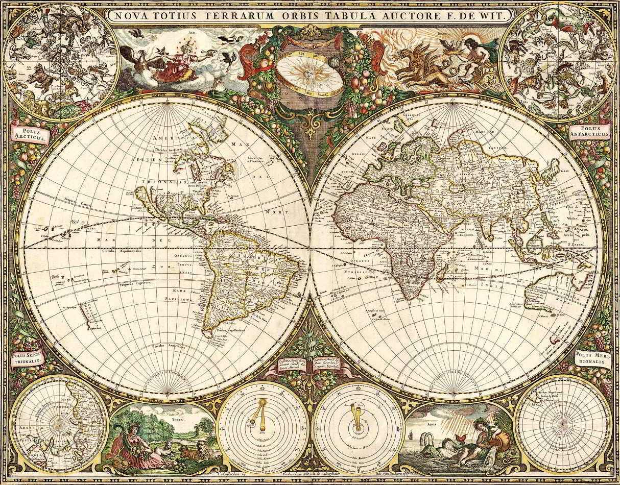 Mapa Mundi Antigo 1660