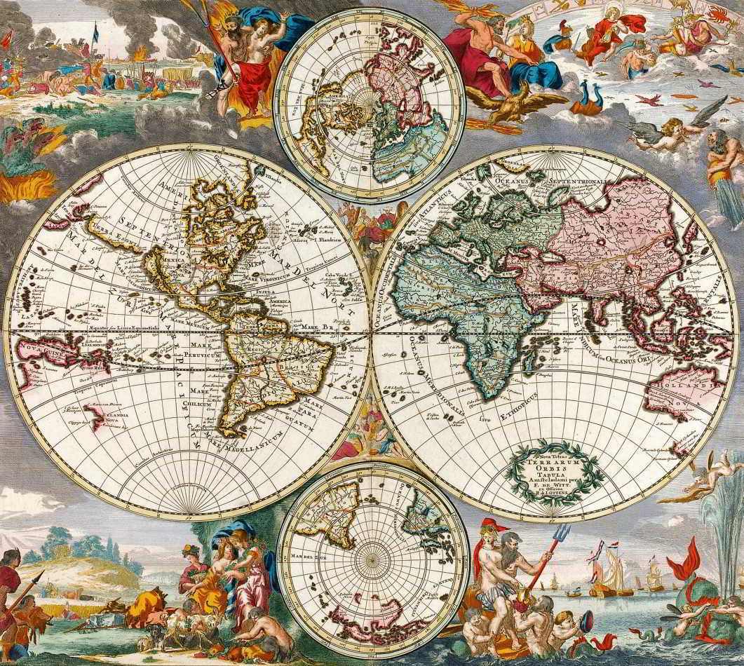 Mapa Mundi Antigo 1730