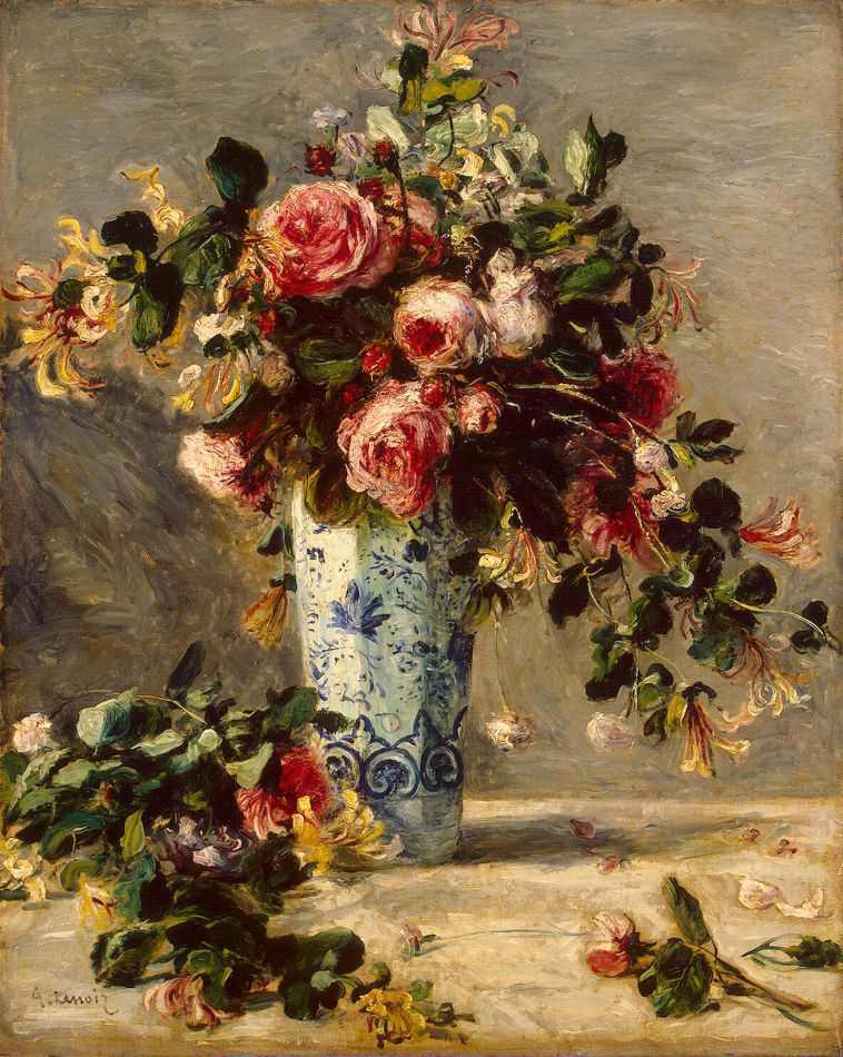 Rosas e Jasmins em um Vaso Delft