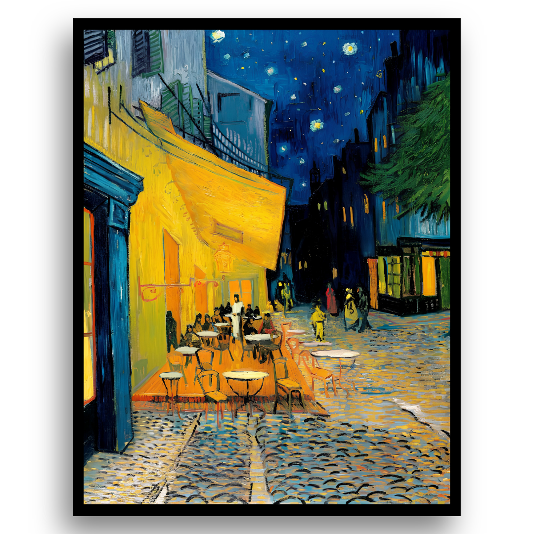Terraço do Café à Noite - Tela Premium