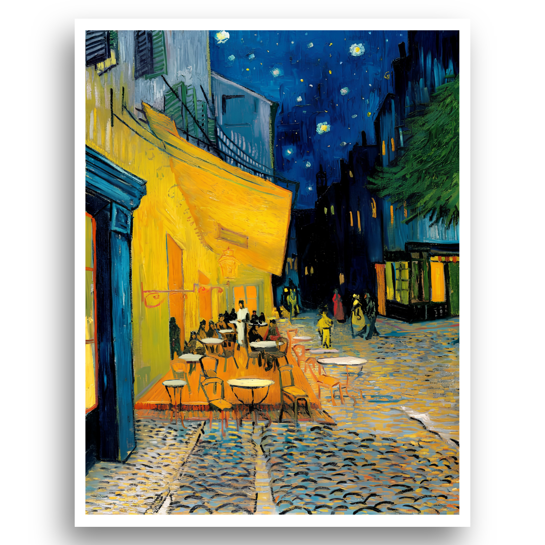 Terraço do Café à Noite - Tela Premium