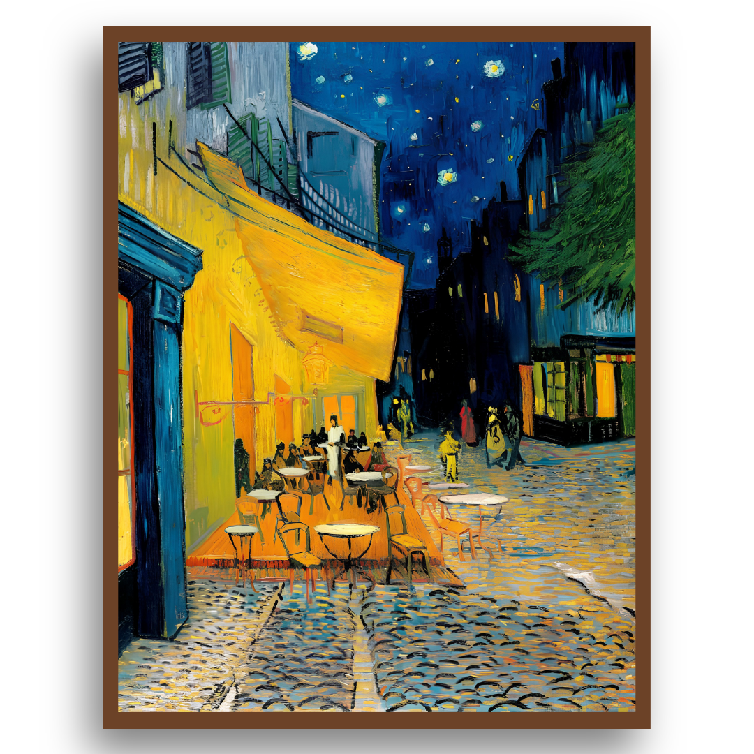 Terraço do Café à Noite - Tela Premium