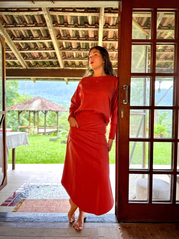 Conjunto Maya Saia Midi Terracota